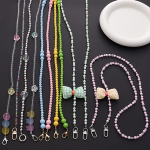 Acrylic Beaded Crossbody Phone Chain Bag Strap With Metal Lobster Clasps Colorful Floral Heart Charms Decoration For Women