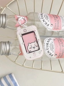 Mini acrylic card holder keychain in game console shape with cute cartoon bear