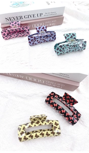 Détail de pinces à cheveux rectangulaires à motif papillon vintage en plusieurs couleurs