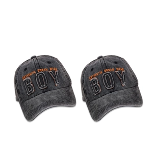 Vintage washed grey baseball cap with authentic urban wear lettering for street style