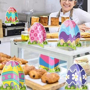 6-pack 3D honeycomb Easter egg paper table decorations with colorful floral patterns