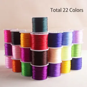 Bulk 22 colors flat crystal elastic cord rolls for jewelry making and beading