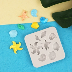 Starfish and seashell silicone mold for ocean-themed fondant cakes and resin crafts