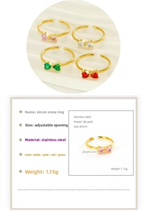 Détails de la bague nœud plaquée or 18K avec des pierres de zircone multicolores