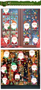 Détails des autocollants statiques colorés Père Noël et renne pour fenêtres de Noël