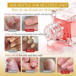 Three-in-one nail treatment oil showing repair results with before and after comparison