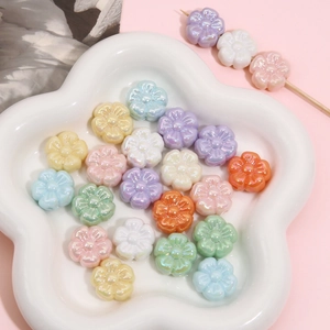 19mm pearlescent acrylic flower beads in macaron colors for DIY jewelry making