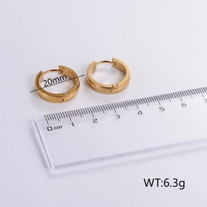 20mm gold minimalist matte stainless steel hoop earrings with size and weight measurement