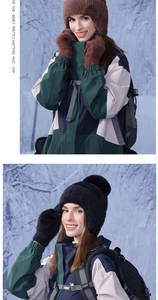 Detail of soft winter knit hat and gloves set with plush lining for outdoor warmth
