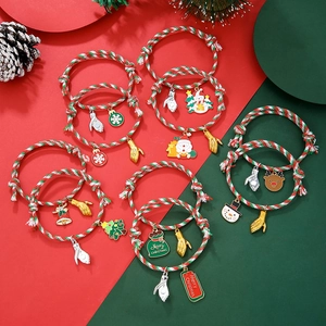 Weihnachtsarmband Geflochten Legierung Emaille Weihnachtsmann Schneemann Charms Magnetisch Paar Freunde Wunscharmband Geschenk