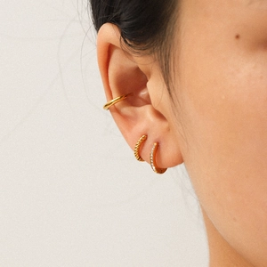 Minimalist Stainless Steel Hoop Stud Earrings Set For Women 18K Gold Plated Rhinestone Artificial Pearl Geometric Ear Jewelry