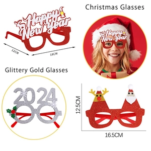 Glittery Christmas and New Year party glasses in multiple styles with size dimensions
