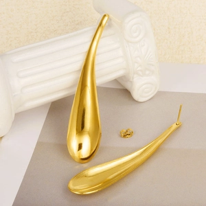 Minimalist gold 304 stainless steel teardrop earrings with a polished metallic finish