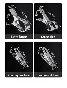 Detailed dimension guide for heavy duty stainless steel clothespins in various sizes