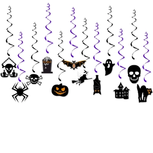 Halloween Hanging Swirl Decorations Paper PVC Spooky Ghost Skull Pumpkin Silhouette Ceiling Ornaments Party Decor