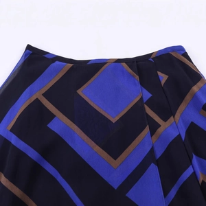 Schicker Damen Midi-Rock mit geometrischem Print und hoher Taille in Marine und Braun
