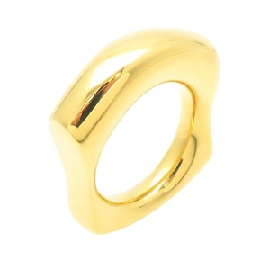 Polished 18k gold plated chunky irregular square wave ring for men and women