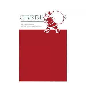 Minimalist red and white Christmas wrapping paper featuring Santa and festive greetings