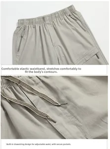 Herren Cargohose mit elastischem Bund, verstellbarem Kordelzug und praktischen Reißverschlusstaschen