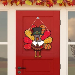 Thanksgiving Door Hanging Sign Cardstock Cartoon Turkey Pumpkin Ornament For Home Party Wall Decoration