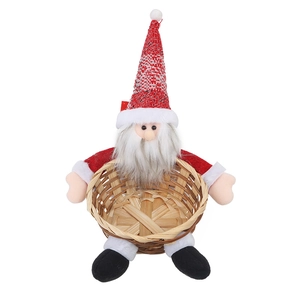 Panier en bambou Père Noël pour bonbons et décoration de table festive pour les fêtes