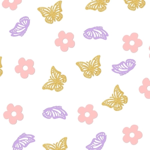 Colorful butterfly and flower confetti with gold glitter sequins for party decoration