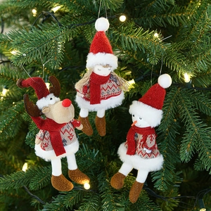 Ornamenti Appesi Albero Di Natale Peluche Maglia Babbo Natale Pupazzo Di Neve Alce Renna Bambole Decorazione