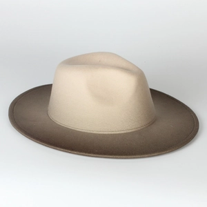 Professional studio shot of a two-tone gradient wool felt fedora hat in British style