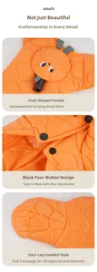 Detail of dog winter jacket showing quilted fabric, pocket and snap button closures