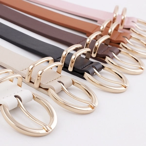 Lot de ceintures pour femmes en similicuir coloré avec boucles ovales dorées à ardillon