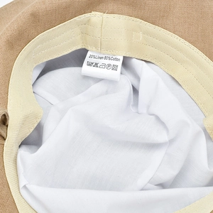 Linen cotton wide brim sun hat with interior sweatband and high-quality stitching details
