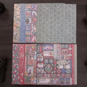 Vintage Christmas scrapbook paper collection with reindeer and Santa Claus designs