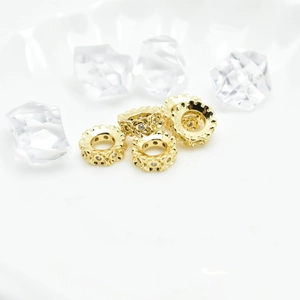 18k gold plated flower spacer beads with zircon inlays for DIY jewelry making