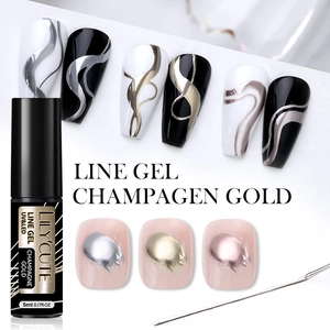 Macro detail of champagne gold metallic line gel for UV LED nail art painting
