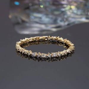 Luxurious S925 sterling silver tennis bracelet with multi-shape white cubic zirconia stones