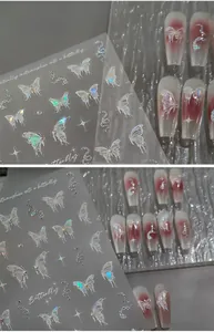 Stickers à ongles 5D détaillés, papillons et serpents avec paillettes et détails perlés