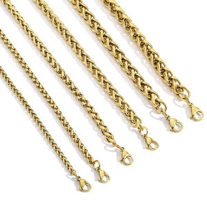 Five assorted gold-plated stainless steel curb chains with secure lobster clasps