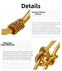 Detail view of vacuum plating process on 18k gold vintage knot titanium steel bracelet
