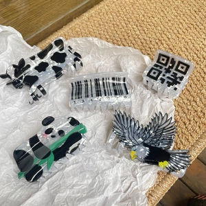 Haarklammern Acryl Acetat Kreatives Tier Panda Bambus Kuhmuster QR-Code Barcode Adler Neuheit Haarnadel Für Frauen