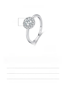Detailed size specifications for a 925 sterling silver 0.5ct moissanite halo ring