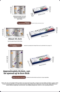 Size chart for silver ion aluminum foil food bags in three capacities: 1.25L, 2.06L, 4.80L