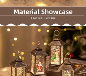 Set of four vintage Christmas lanterns with silver finish and Santa Claus figurines