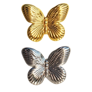 Chic gold and silver 3D butterfly open rings with polished metal finish for women