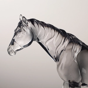 Abstract horse sculpture in translucent grey resin for luxury living room decor