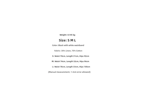 Detailed size chart for women's two-piece set showing waist and length in S, M, L sizes