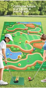 Set de golf para niños con tapete de puntuación colorido y diseño de juego exterior