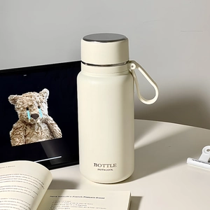 Insulated Water Bottle 316 Stainless Steel Vacuum Flask With Tea Infuser Portable Strap Leakproof For Travel Office Simple
