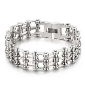 Bracelet Chaîne De Moto Lourd Acier Inoxydable 316L Bijoux Biker Punk Rock Style Industriel Poli Pour Hommes
