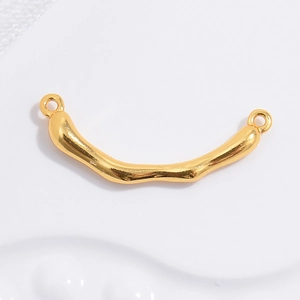 S925 Sterling Silber gebogener Stabverbinder mit Goldfinish für DIY-Schmuck