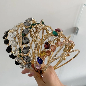 Serre-tête Baroque En Strass Pour Femmes Double Couche Alliage Goutte D'eau Cristal Cerceau De Cheveux Luxe Mariage